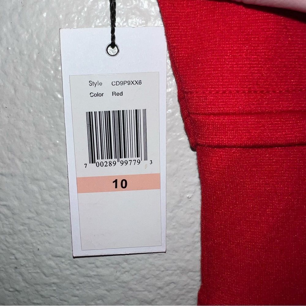 Calvin Klein red sleeveless sheath tiered zip back soft stretchy dress - Picture 8 of 11